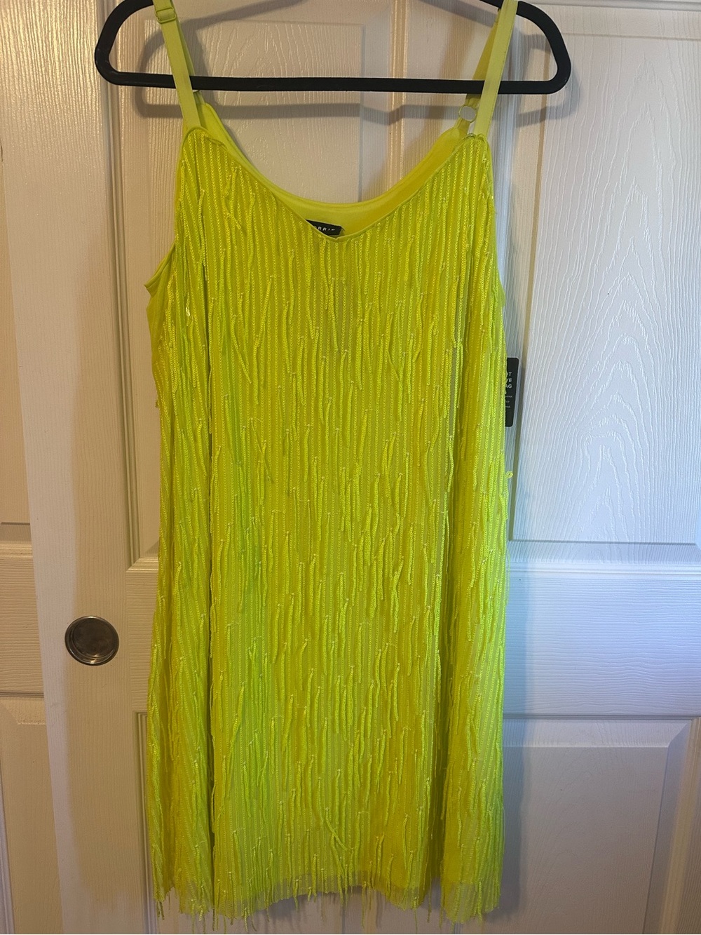 torrid Neon Yellow Beaded Mini Slip Dress